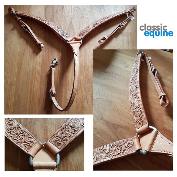 Breastplate with Flower Tooling - Light Tan